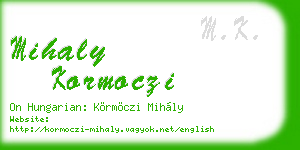 mihaly kormoczi business card
